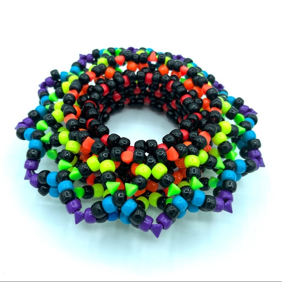 🖤🌈 “Neon Black Rainbow” Kandi Cuff - Picture 2 of 6